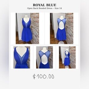 Beaded Open-Back Chiffon Chemise in Royal Blue
